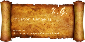 Kriston Gergely névjegykártya